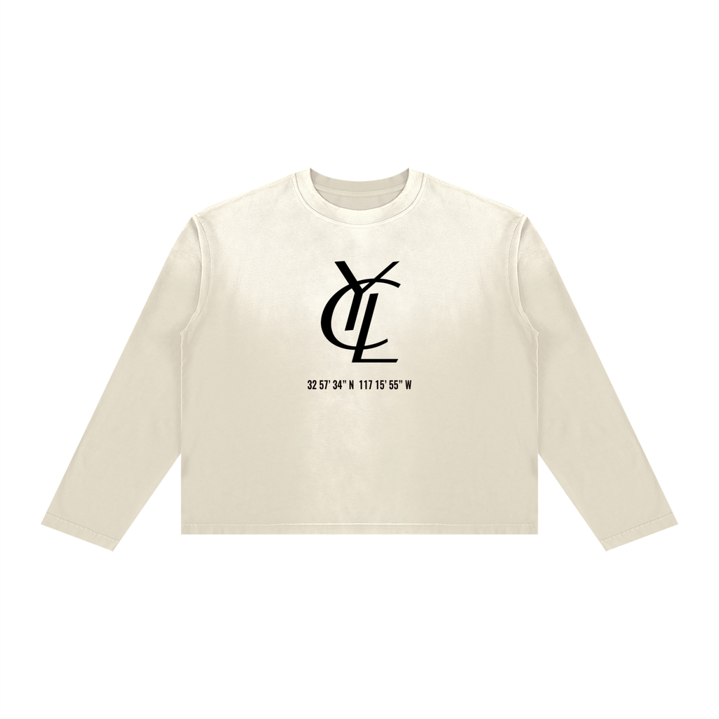 Yacht Club Luxury Sunfade Long Sleeve Tee — Front view, dropped shoulder, premium vintage wash streetwear