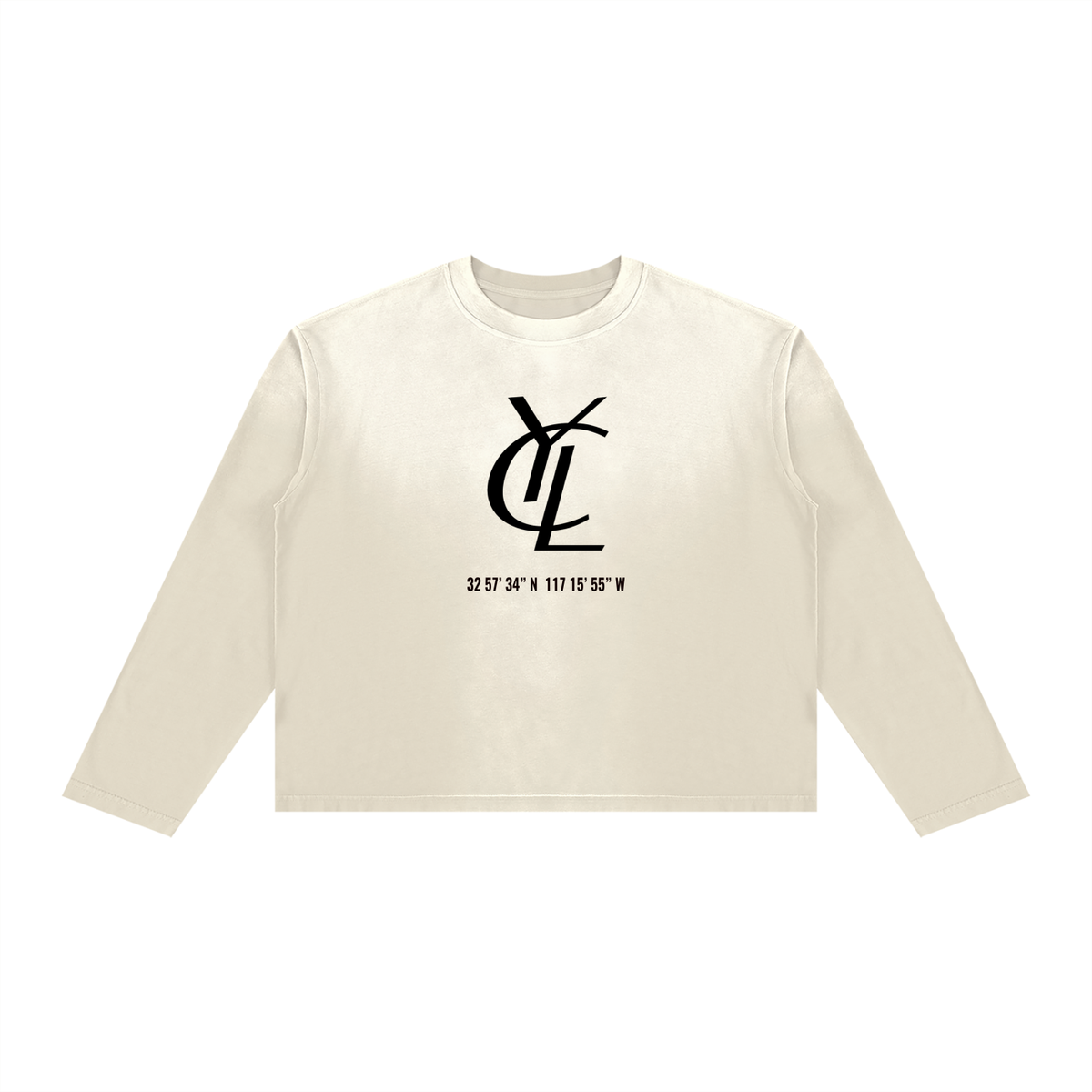 Yacht Club Luxury Sunfade Long Sleeve Tee — Front view, dropped shoulder, premium vintage wash streetwear