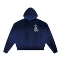 Yacht Club Luxury Unisex Sunfade Distressed Boxy Hoodie — front view, hand-distressed sunfade wash, retro varsity luxury streetwear
