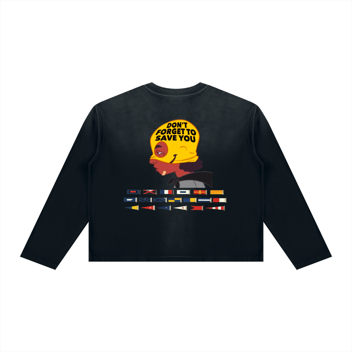Yacht Club Luxury Unisex Sunfade Boxy Long Sleeve T-Shirt — back view, boxy fit, heavyweight 100% cotton coastal fashion