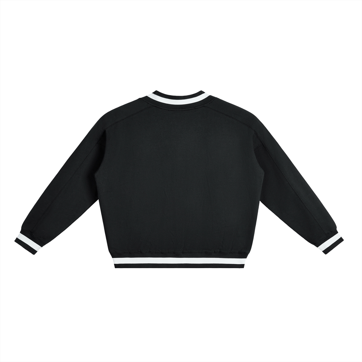 Yacht Club Luxury V-Neck Contrast Collar Boxy Sweatshirt — back view, drop-shoulder fit, premium cotton fleece luxury streetwear