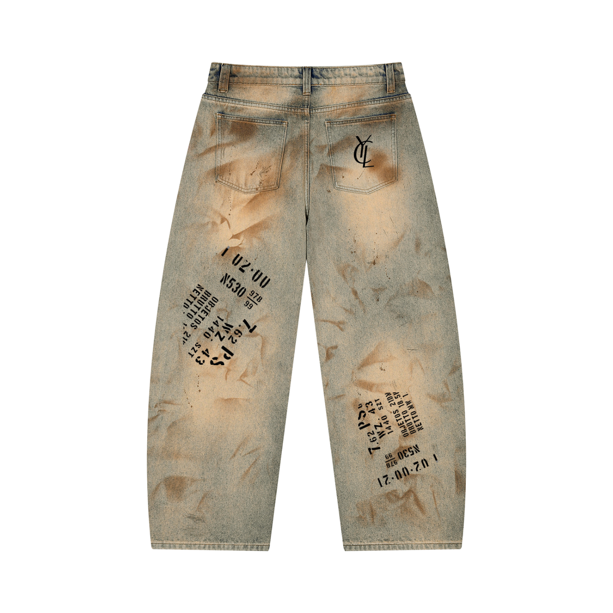 Yacht Club Luxury Men's Vintage Wash Barrel Leg Jeans — back view, vintage wash finish, premium 80% cotton luxury denim