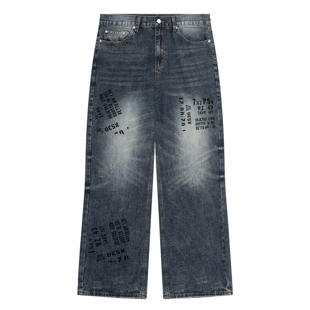 Yacht Club Luxury Men's Vintage Wash Straight Leg Jeans — front view, artisanal vintage wash, coastal luxury streetwear denim