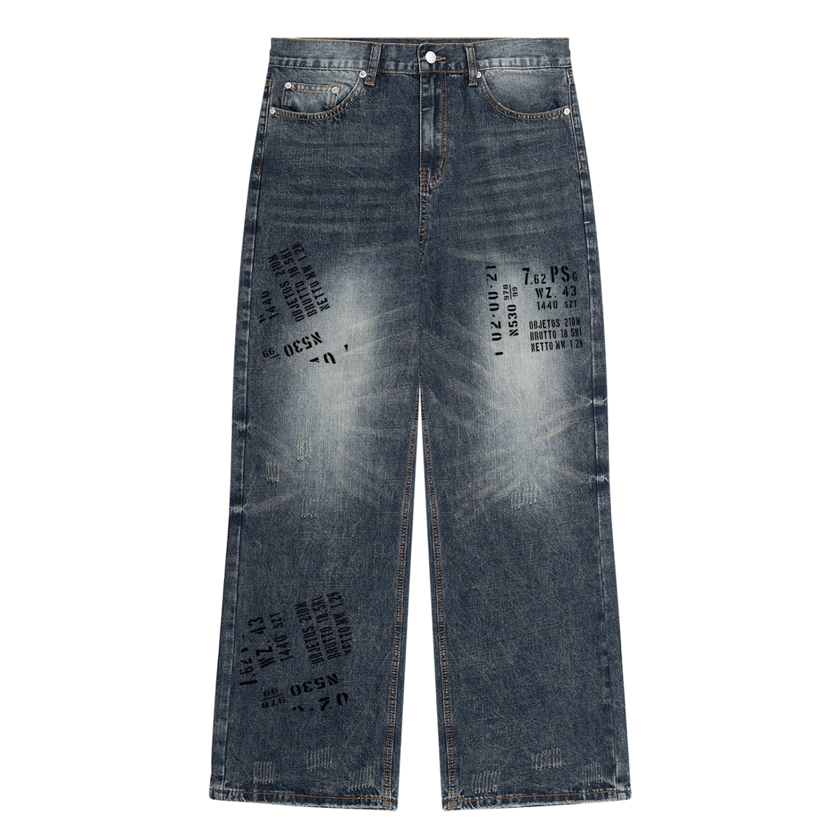Yacht Club Luxury Men's Vintage Wash Straight Leg Jeans — front view, artisanal vintage wash, coastal luxury streetwear denim
