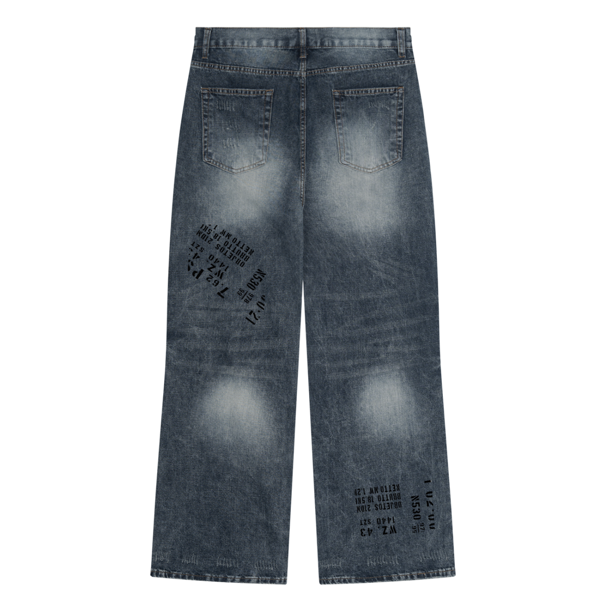 Yacht Club Luxury Men's Vintage Wash Straight Leg Jeans — back view, premium straight-leg fit, retro varsity luxury clothing