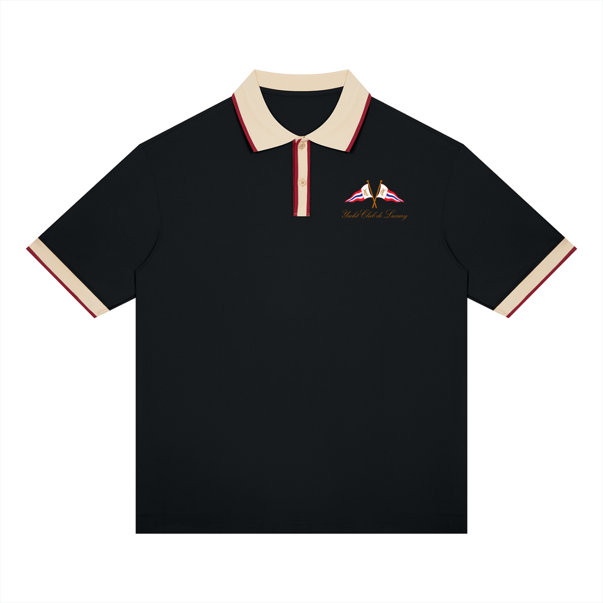 Yacht Club Luxury Unisex Color Block Polo Shirt — front view, bold color-blocking, luxury streetwear polo