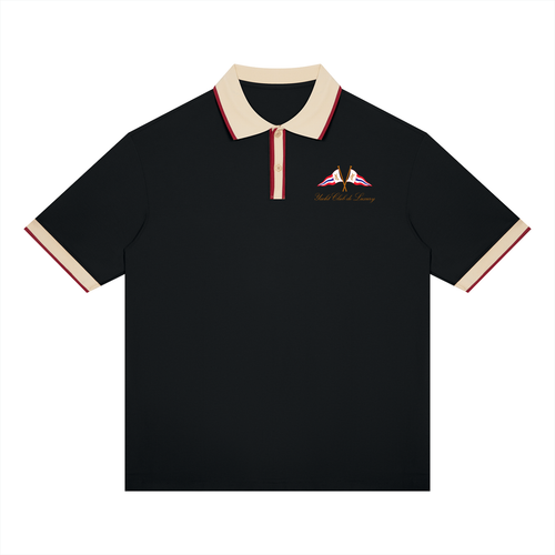 Yacht Club Luxury Unisex Color Block Polo Shirt — front view, bold color-blocking, luxury streetwear polo