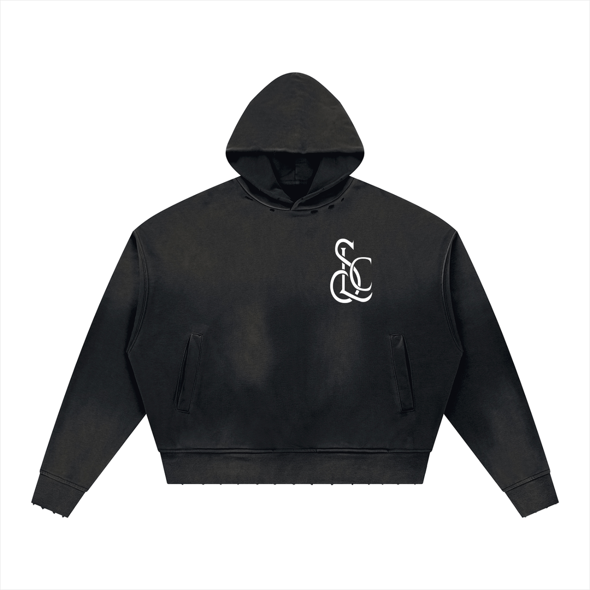 Yacht Club Luxury Sunfade Distressed Boxy Hoodie — styled shot, vintage wash aesthetic, premium luxury streetwear hoodie