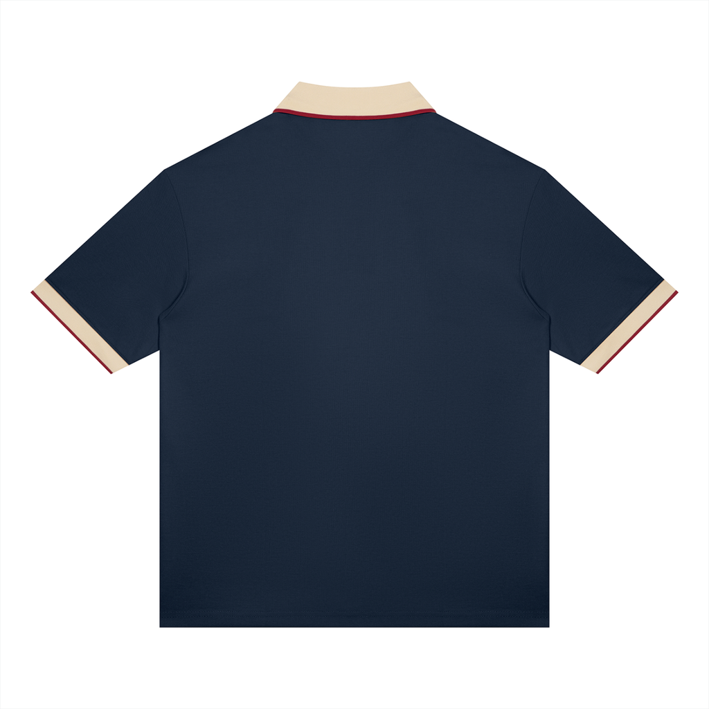 Yacht Club Luxury Color Block Polo — model shot, premium fit, retro varsity luxury streetwear