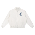 Yacht Club Luxury Stand Collar Bomber Jacket — styled shot, retro varsity aesthetic, luxury bomber jacket